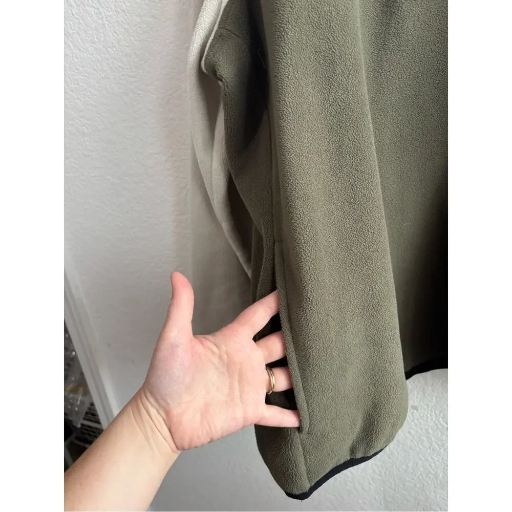 Lands End Mens Olive Cream Zip Pullover Fleece XXL